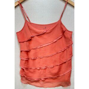 New York Company NYC Womens Spaghetti Strap Cami Top Size M Orange Tiered Ruffle